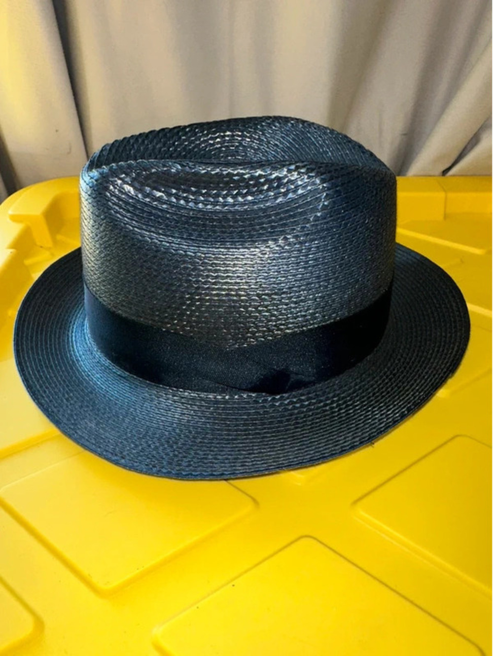 Vintage Dobbs Fifth Avenue Blue Straw Hat Mens 7 inch 1/4